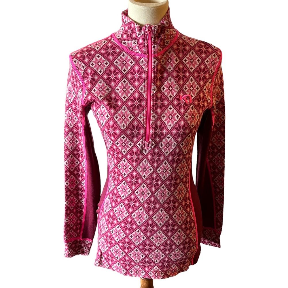Kari Traa Pink Merino Wool Zip-Up Baselayer